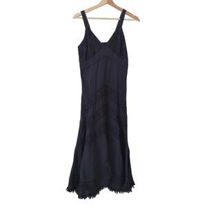 G. Designs Natural Fashions Dress Womens Small Black Boho Cotton Embroidered